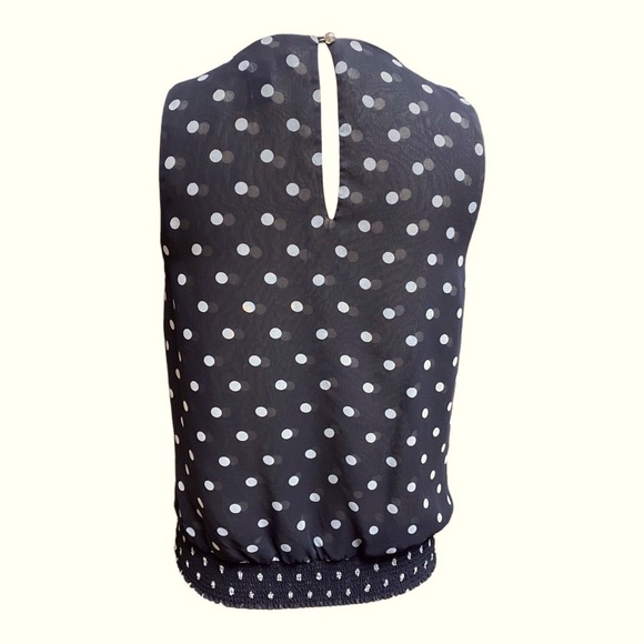 WHBM Ruffled Duel Layered Polka Dot Sheer Blouse - Picture 2 of 6